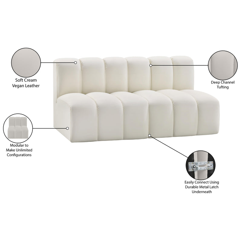 Meridian Arc Cream Vegan Leather 2 pc Modular Sectional IMAGE 11