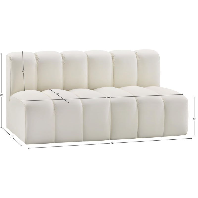 Meridian Arc Cream Vegan Leather 2 pc Modular Sectional IMAGE 12