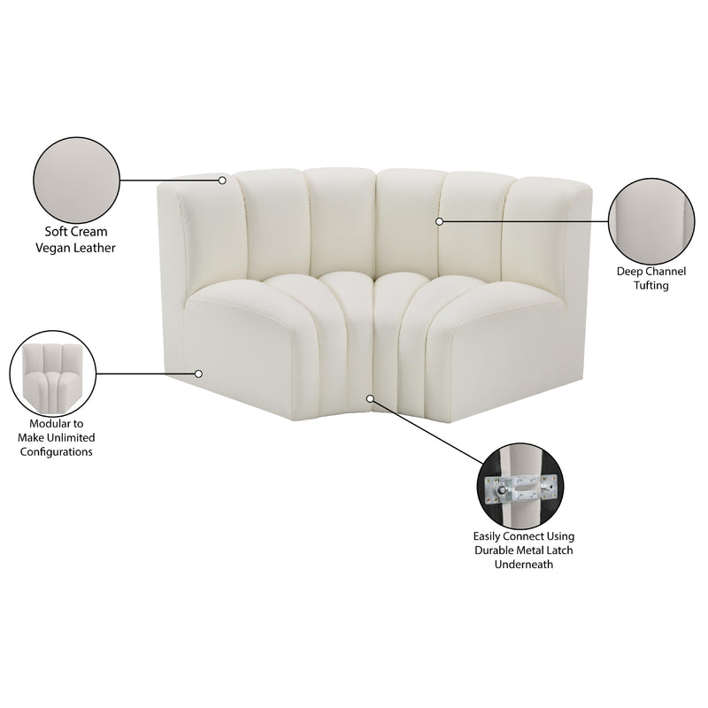 Meridian Arc Cream Vegan Leather 2 pc Modular Sectional IMAGE 10