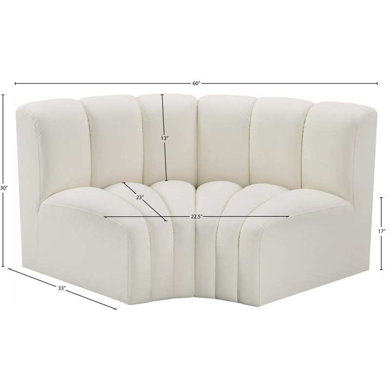 Meridian Arc Cream Vegan Leather 2 pc Modular Sectional IMAGE 11