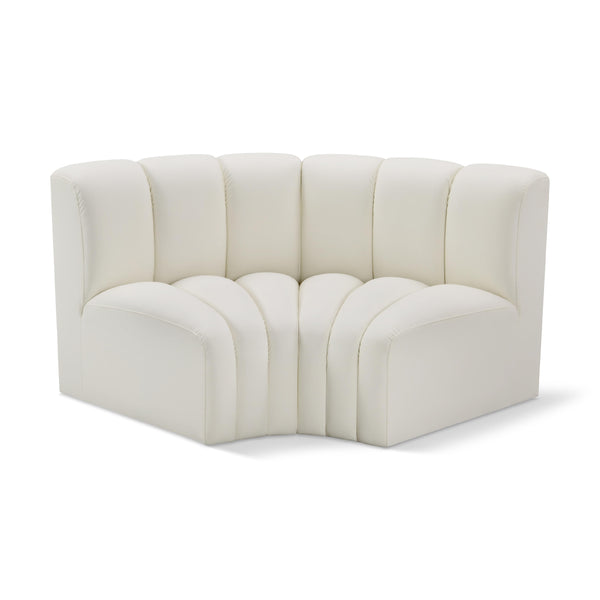 Meridian Arc Cream Vegan Leather 2 pc Modular Sectional IMAGE 1