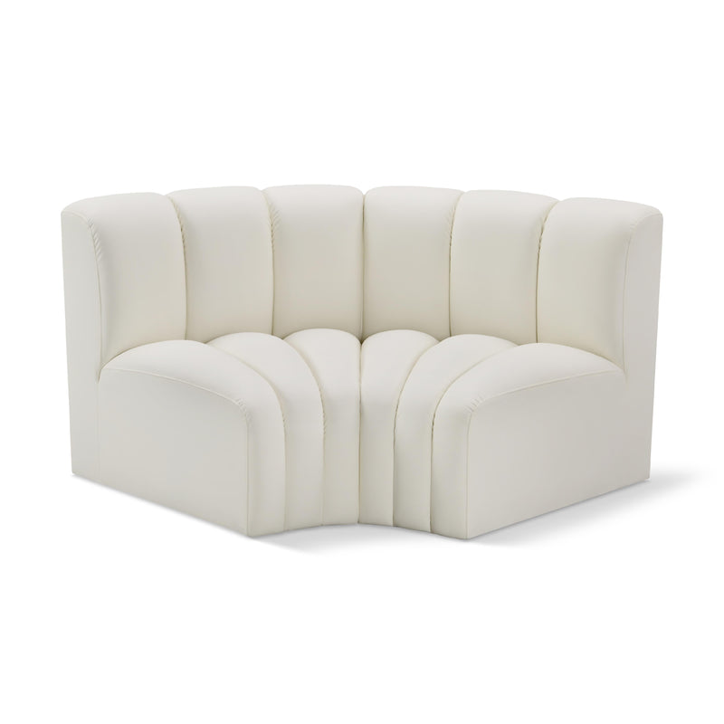 Meridian Arc Cream Vegan Leather 2 pc Modular Sectional IMAGE 1