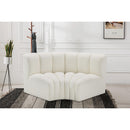 Meridian Arc Cream Vegan Leather 2 pc Modular Sectional IMAGE 2