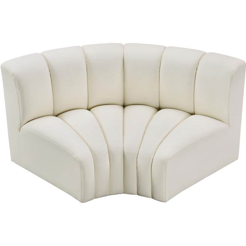 Meridian Arc Cream Vegan Leather 2 pc Modular Sectional IMAGE 3