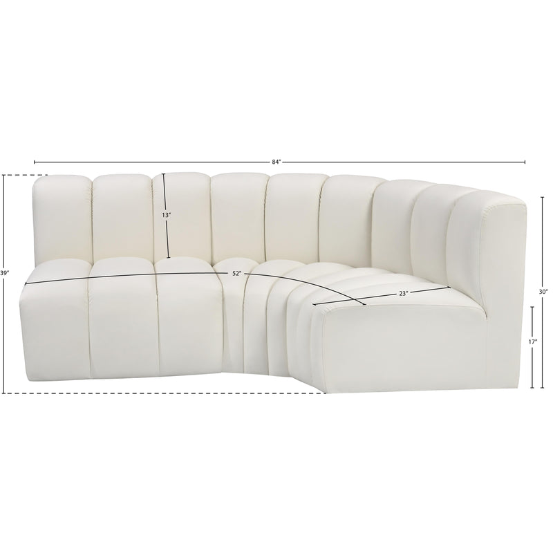 Meridian Arc Cream Vegan Leather 3 pc Modular Sectional IMAGE 11
