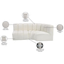 Meridian Arc Cream Vegan Leather 3 pc Modular Sectional IMAGE 12