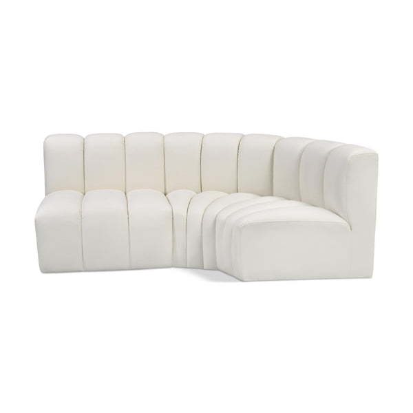 Meridian Arc Cream Vegan Leather 3 pc Modular Sectional IMAGE 1