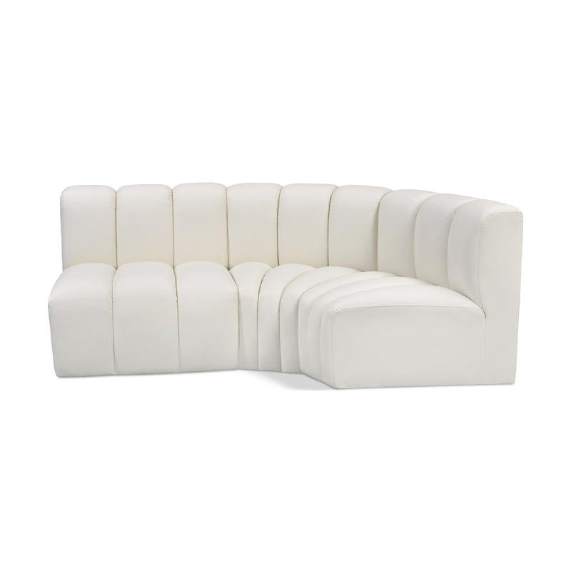 Meridian Arc Cream Vegan Leather 3 pc Modular Sectional IMAGE 1