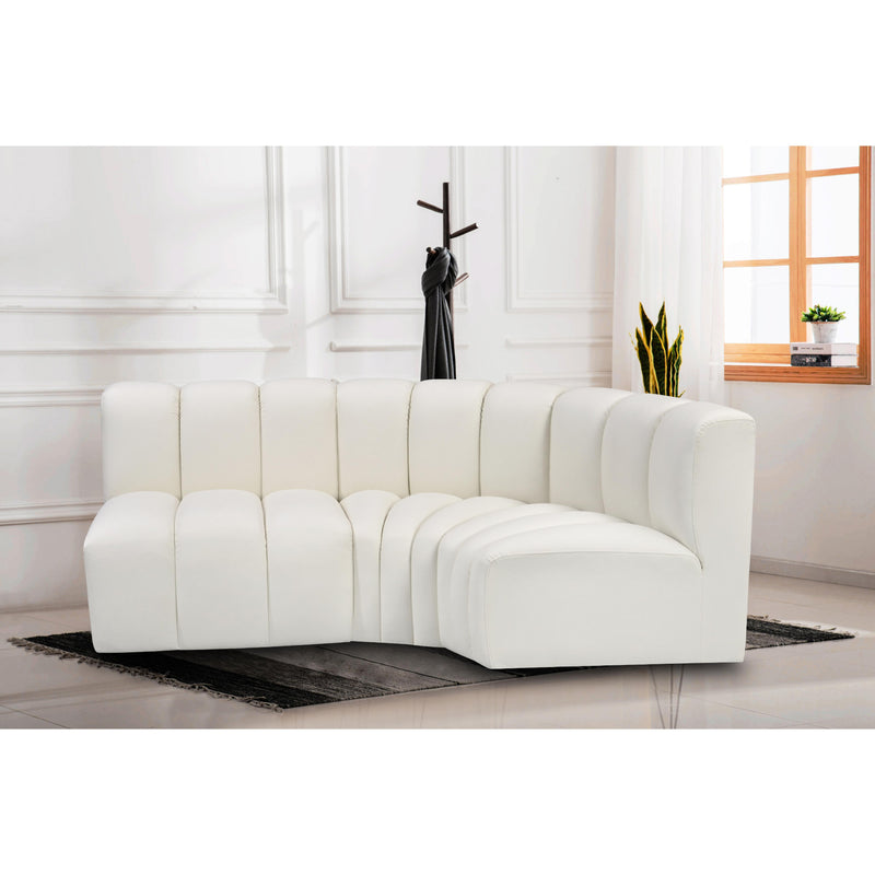 Meridian Arc Cream Vegan Leather 3 pc Modular Sectional IMAGE 2