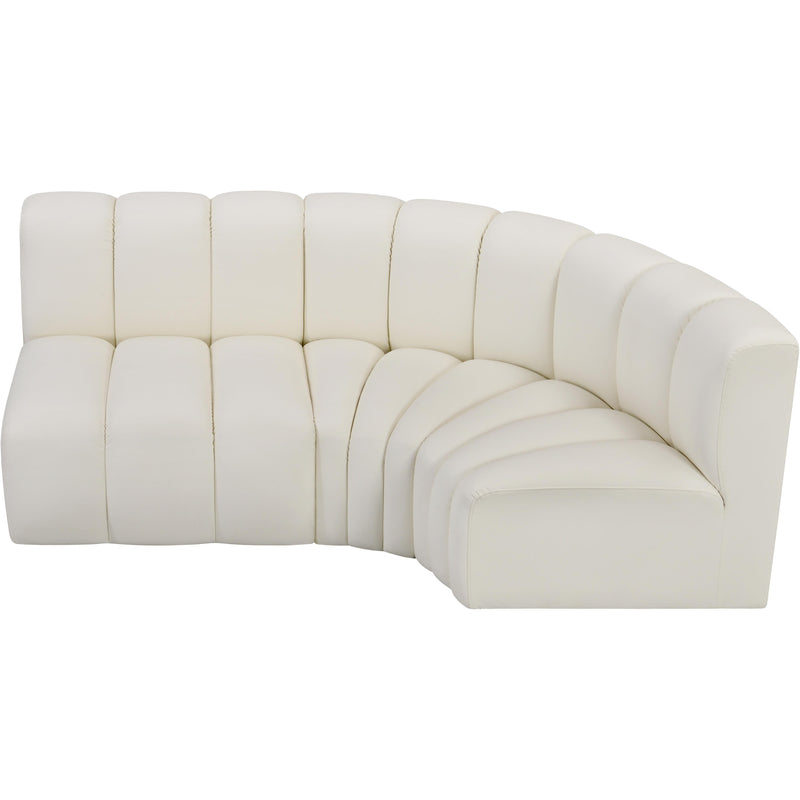 Meridian Arc Cream Vegan Leather 3 pc Modular Sectional IMAGE 3