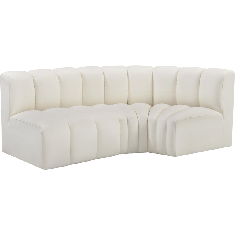 Meridian Arc Cream Vegan Leather 3 pc Modular Sectional IMAGE 4