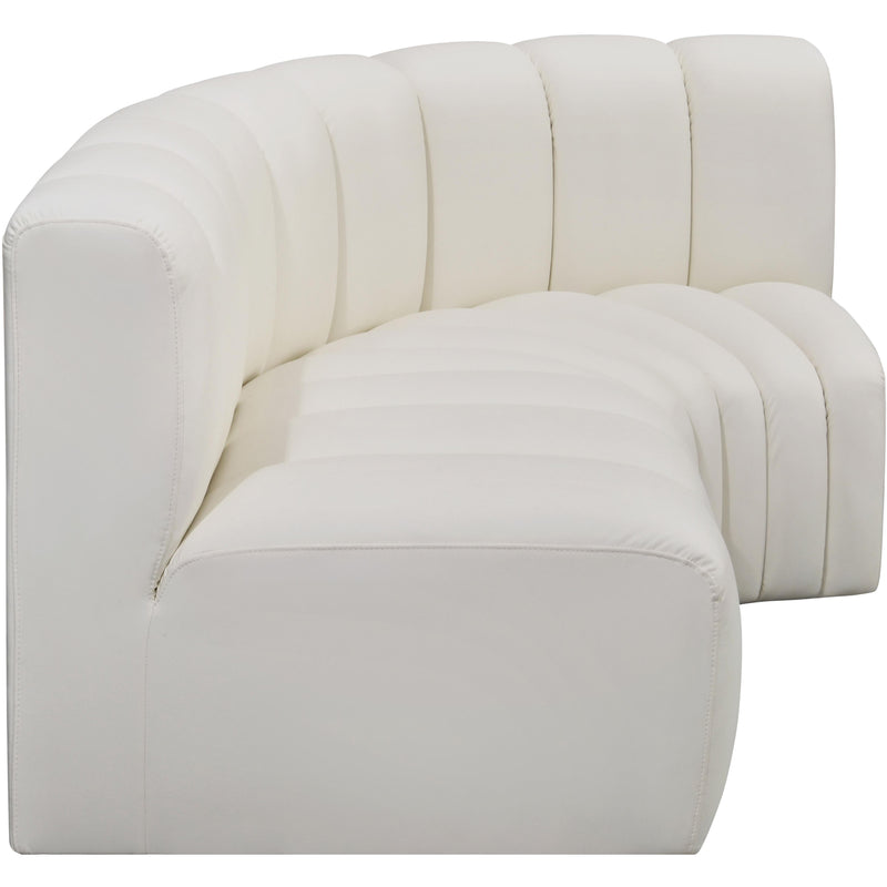 Meridian Arc Cream Vegan Leather 3 pc Modular Sectional IMAGE 5