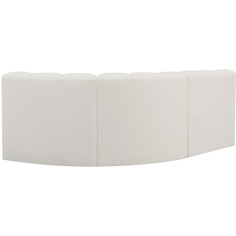 Meridian Arc Cream Vegan Leather 3 pc Modular Sectional IMAGE 6