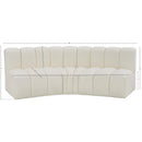 Meridian Arc Cream Vegan Leather 3 pc Modular Sectional IMAGE 11