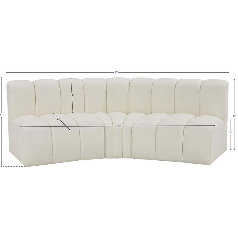 Meridian Arc Cream Vegan Leather 3 pc Modular Sectional IMAGE 11