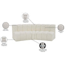 Meridian Arc Cream Vegan Leather 3 pc Modular Sectional IMAGE 12