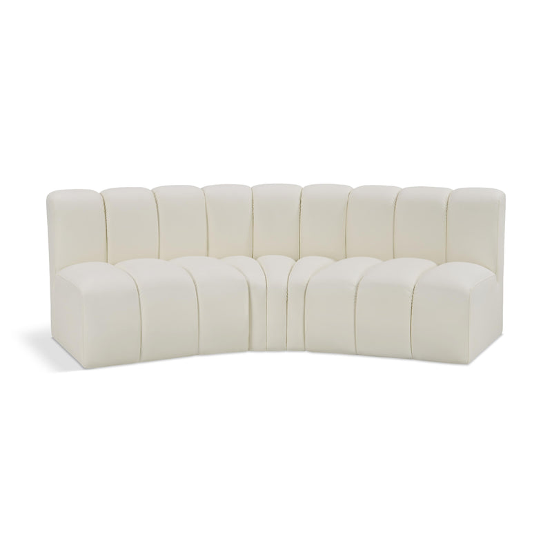 Meridian Arc Cream Vegan Leather 3 pc Modular Sectional IMAGE 1