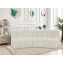 Meridian Arc Cream Vegan Leather 3 pc Modular Sectional IMAGE 2