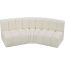 Meridian Arc Cream Vegan Leather 3 pc Modular Sectional IMAGE 3
