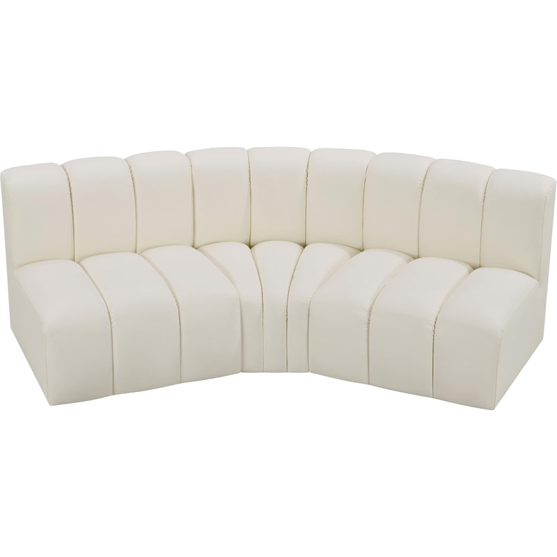 Meridian Arc Cream Vegan Leather 3 pc Modular Sectional IMAGE 3