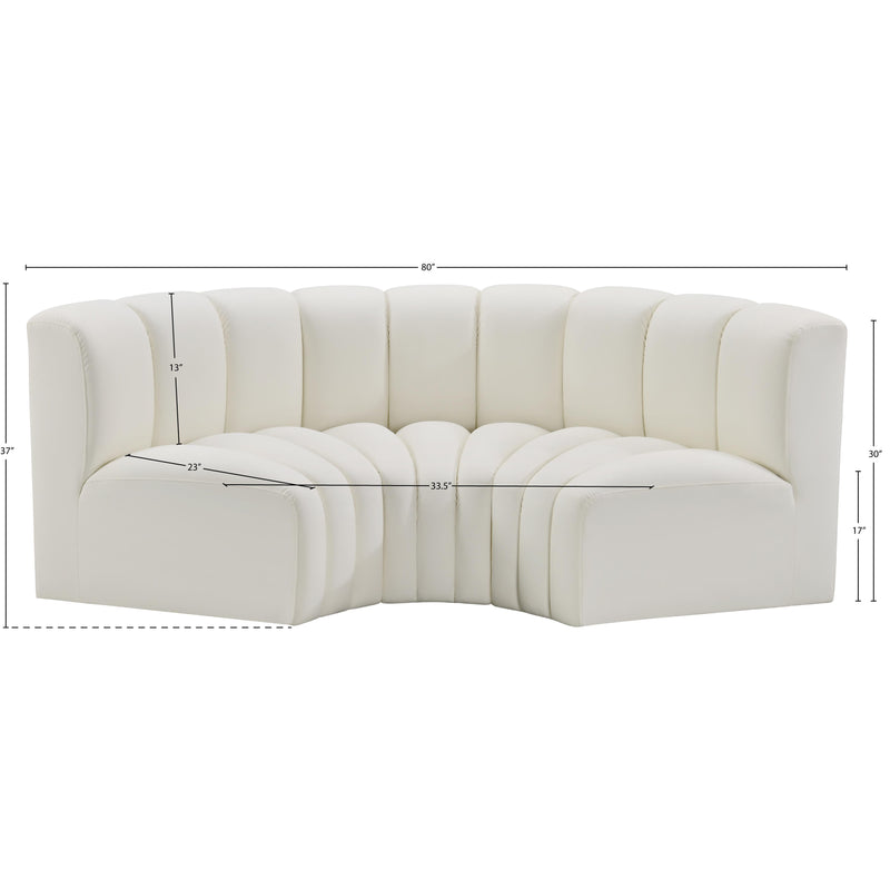 Meridian Arc Cream Vegan Leather 3 pc Modular Sectional IMAGE 12