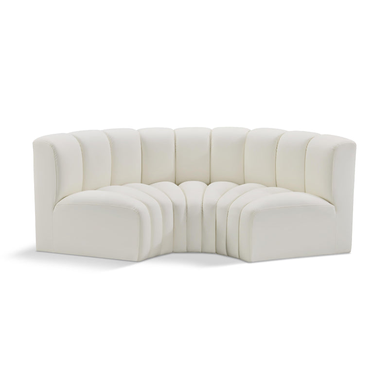 Meridian Arc Cream Vegan Leather 3 pc Modular Sectional IMAGE 1