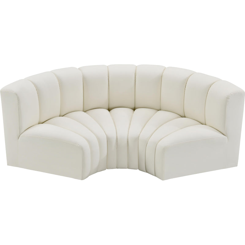 Meridian Arc Cream Vegan Leather 3 pc Modular Sectional IMAGE 3