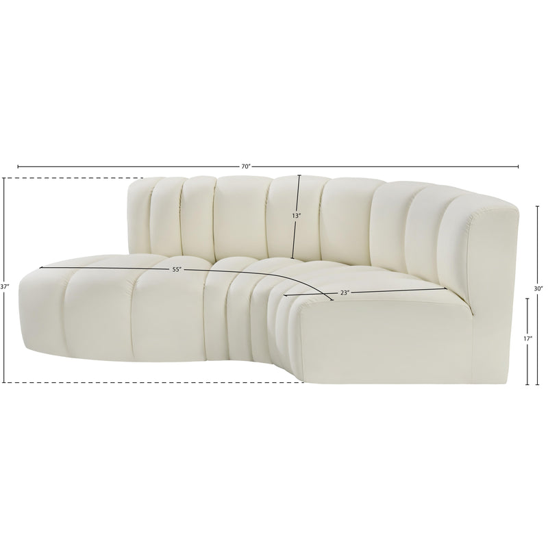 Meridian Arc Cream Vegan Leather 3 pc Modular Sectional IMAGE 11