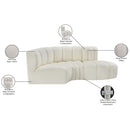Meridian Arc Cream Vegan Leather 3 pc Modular Sectional IMAGE 12