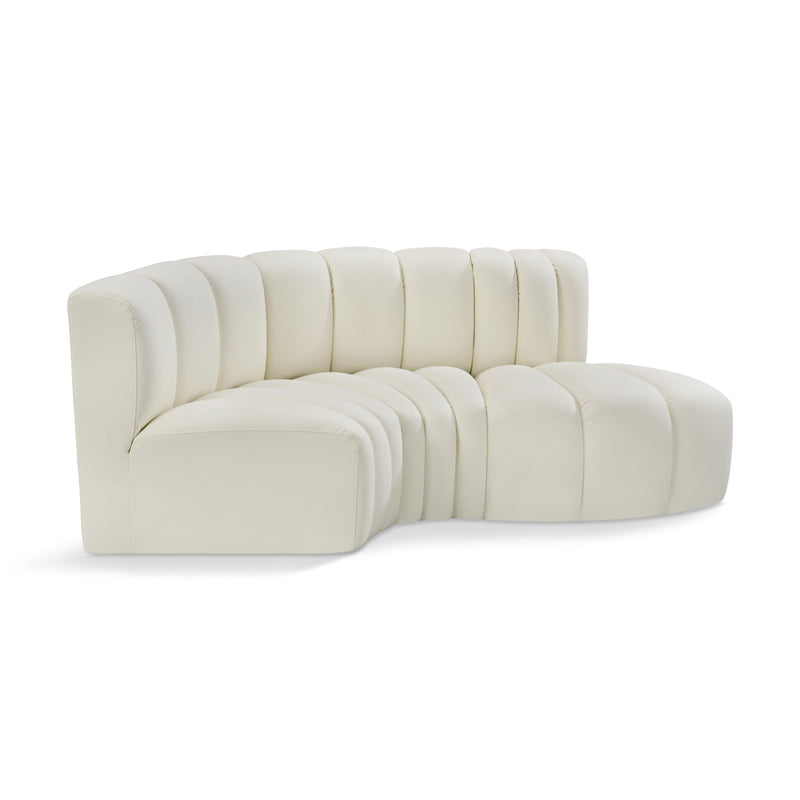 Meridian Arc Cream Vegan Leather 3 pc Modular Sectional IMAGE 1