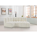 Meridian Arc Cream Vegan Leather 3 pc Modular Sectional IMAGE 2