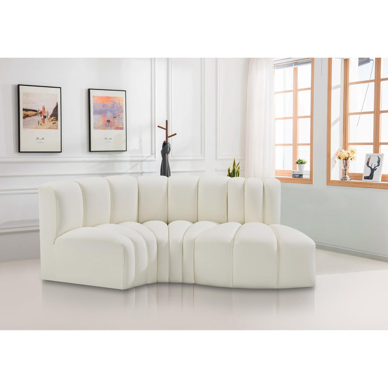 Meridian Arc Cream Vegan Leather 3 pc Modular Sectional IMAGE 2