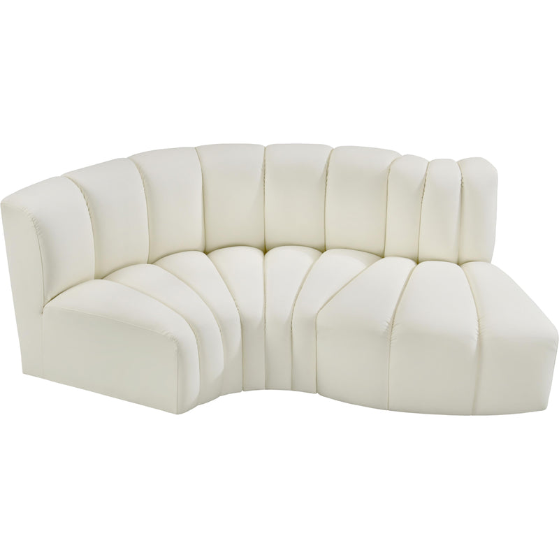 Meridian Arc Cream Vegan Leather 3 pc Modular Sectional IMAGE 3