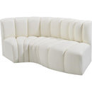 Meridian Arc Cream Vegan Leather 3 pc Modular Sectional IMAGE 4