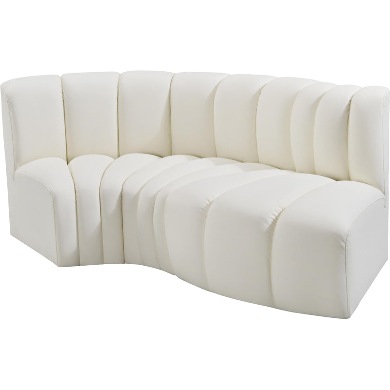 Meridian Arc Cream Vegan Leather 3 pc Modular Sectional IMAGE 4