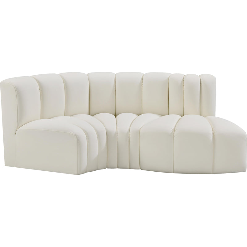 Meridian Arc Cream Vegan Leather 3 pc Modular Sectional IMAGE 5