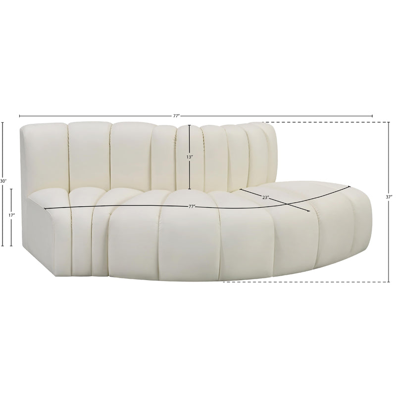 Meridian Arc Cream Vegan Leather 3 pc Modular Sectional IMAGE 10