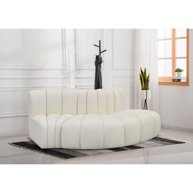Meridian Arc Cream Vegan Leather 3 pc Modular Sectional IMAGE 2