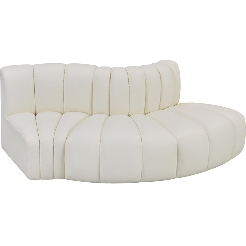 Meridian Arc Cream Vegan Leather 3 pc Modular Sectional IMAGE 3
