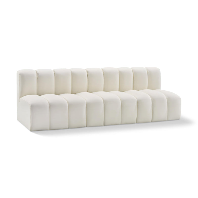 Meridian Arc Cream Vegan Leather 3 pc Modular Sectional IMAGE 1