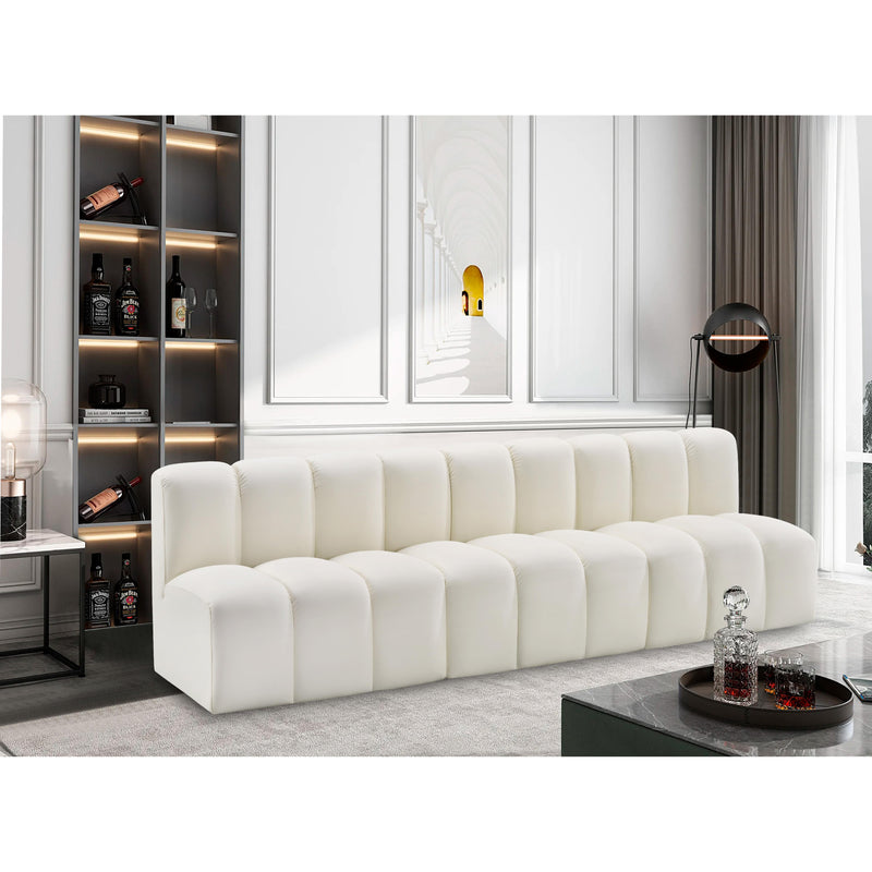 Meridian Arc Cream Vegan Leather 3 pc Modular Sectional IMAGE 2