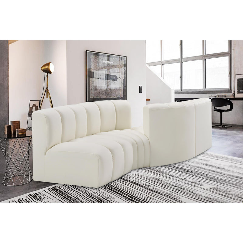 Meridian Arc Cream Vegan Leather 4 pc Modular Sectional IMAGE 2