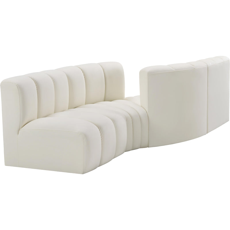 Meridian Arc Cream Vegan Leather 4 pc Modular Sectional IMAGE 3