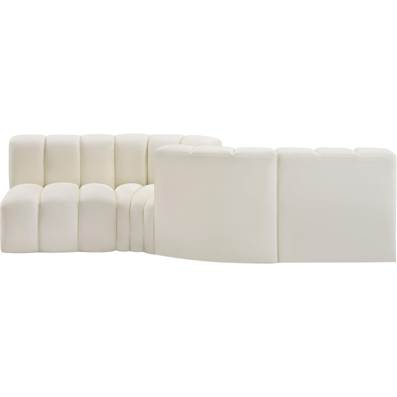 Meridian Arc Cream Vegan Leather 4 pc Modular Sectional IMAGE 5