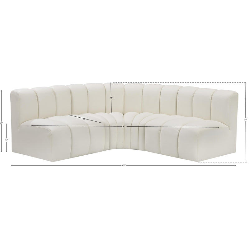 Meridian Arc Cream Vegan Leather 4 pc Modular Sectional IMAGE 11