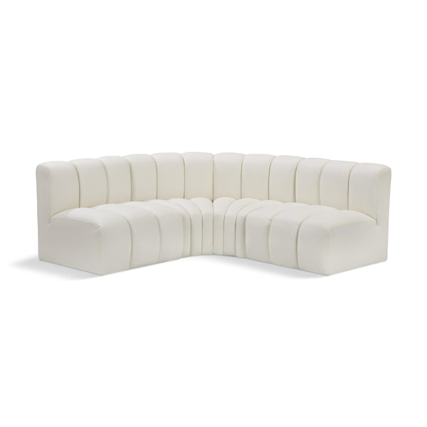 Meridian Arc Cream Vegan Leather 4 pc Modular Sectional IMAGE 1