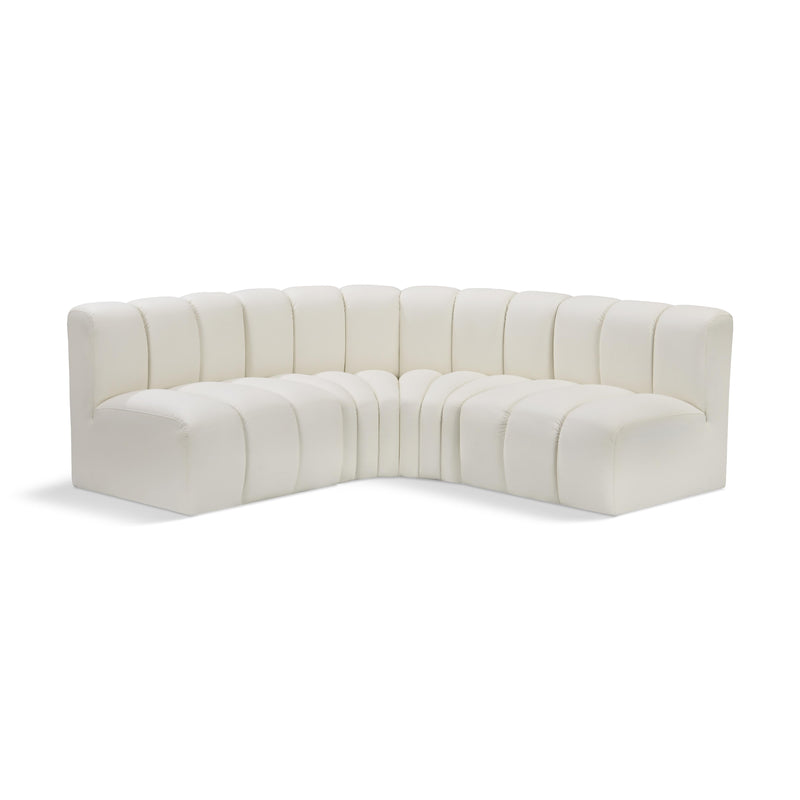 Meridian Arc Cream Vegan Leather 4 pc Modular Sectional IMAGE 1