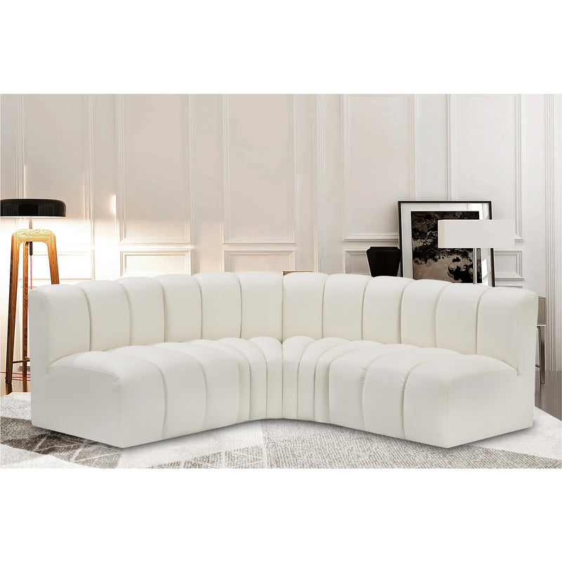 Meridian Arc Cream Vegan Leather 4 pc Modular Sectional IMAGE 2