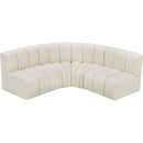 Meridian Arc Cream Vegan Leather 4 pc Modular Sectional IMAGE 3