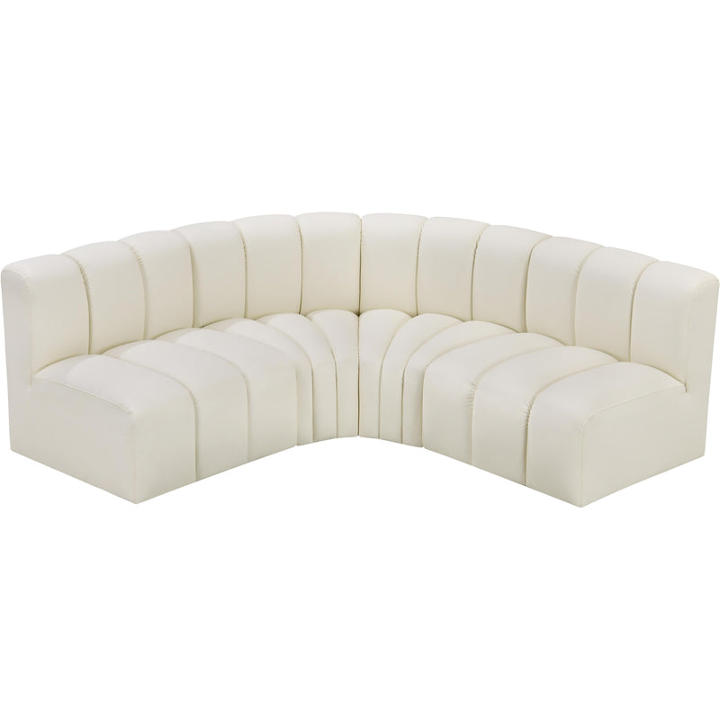 Meridian Arc Cream Vegan Leather 4 pc Modular Sectional IMAGE 3